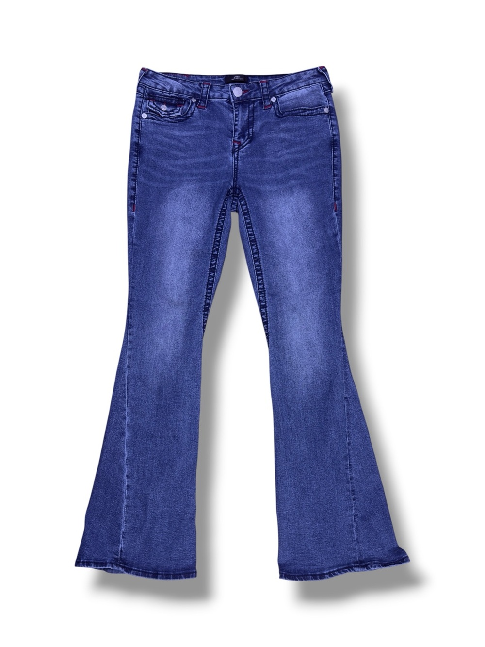 True Religion Joey T Blue Mid-Rise Flare Jeans